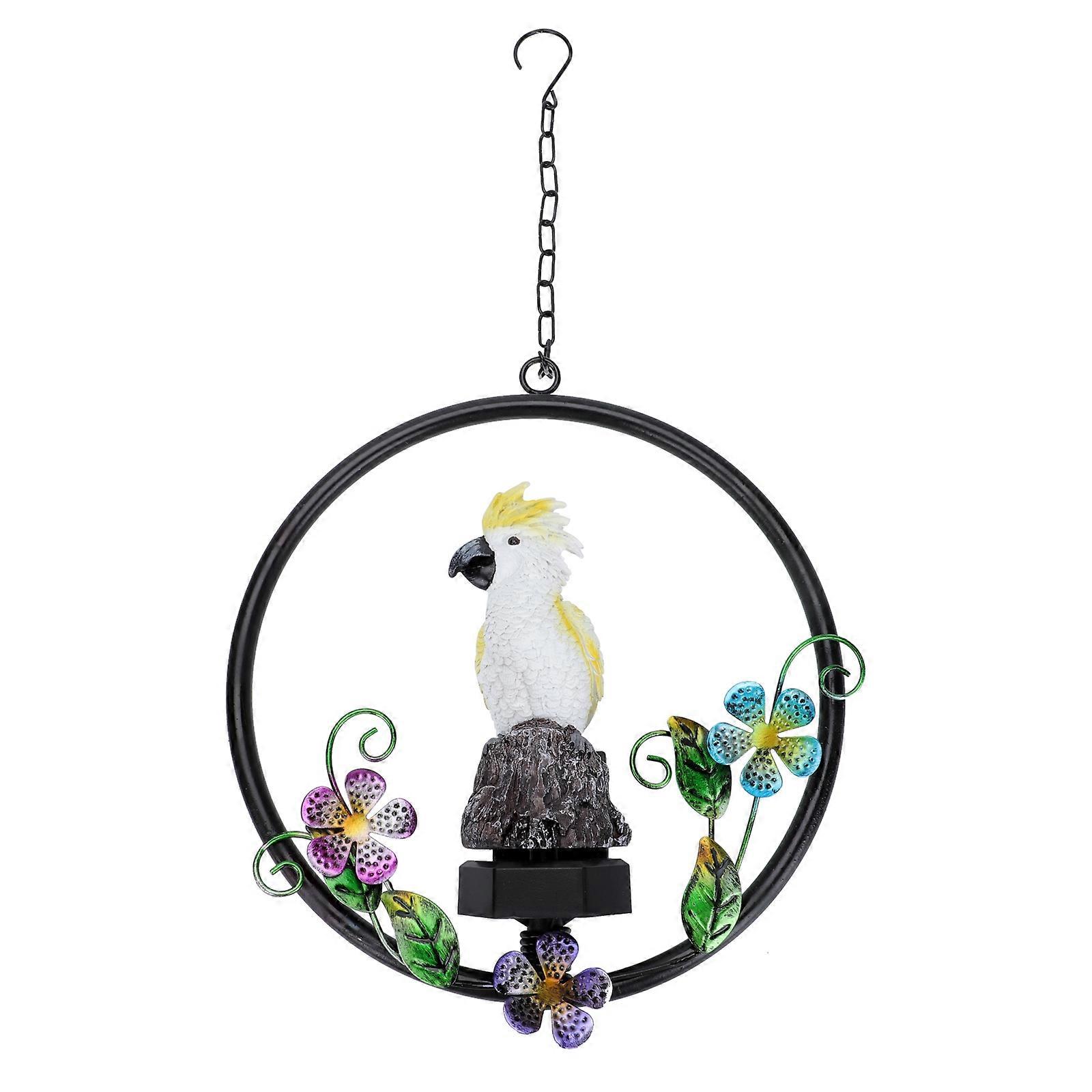Solar Powered Parrot Wind Chime Light, Outdoor Hanging Night Lamp Decoration for Garden Patio with Energy Saving LED Light
