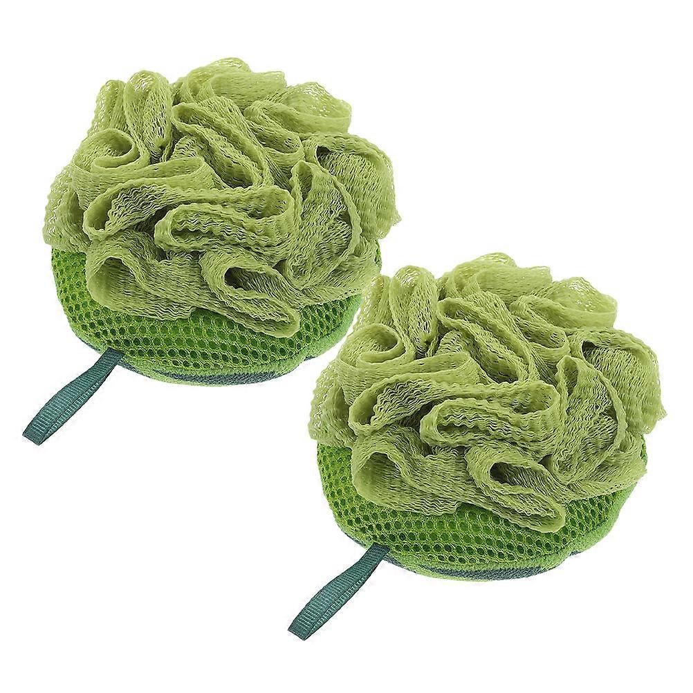 Watermelon Bath Scrubber for Shower Use Exfoliating Body Sponge with Polyester Material Green Color Soft Mesh Design 2 Pieces