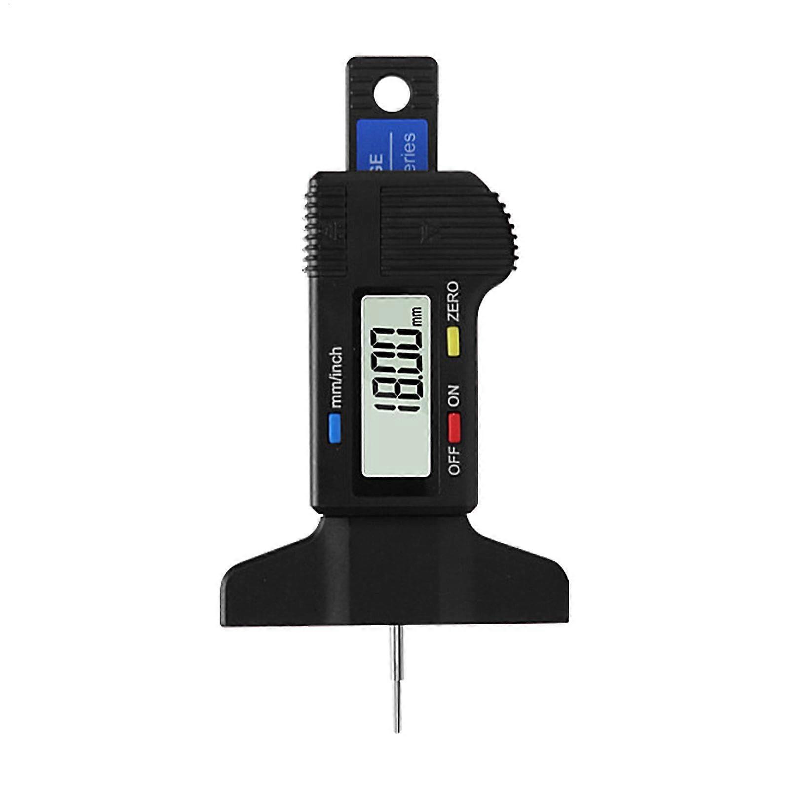 Digital Tyre Gauge Depth Measuring Tool Tread Depth Gauge For Bicycles Motorcycles Cars Black High Precision