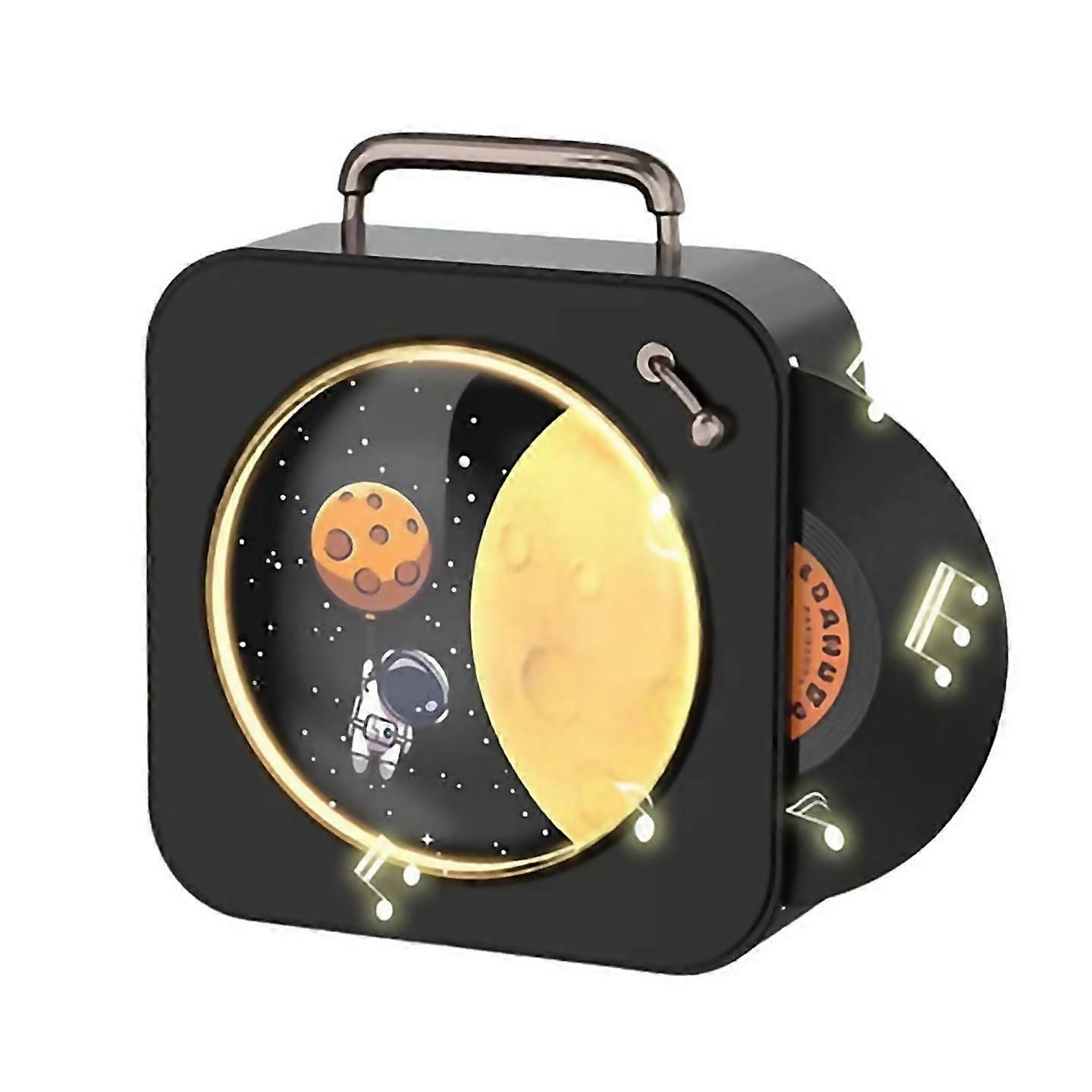 For vintage bluetooth vinyl record small stereo home cd player Black