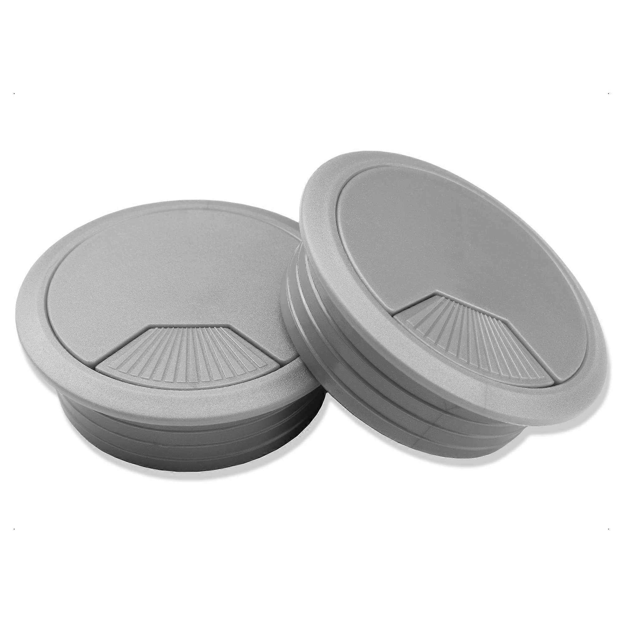 Cable Grommet Desk KS/60/5 - Silver Plastic 60 Mm Round Cable Pass-Through - 5 Pack Table Feedthrough Hole Cover