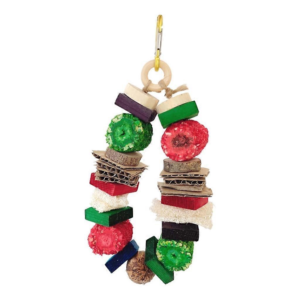 Bird toy swing chew training toy small parrot hanging hammock parrot cage natural wood pet resistance supplies color: corn cob