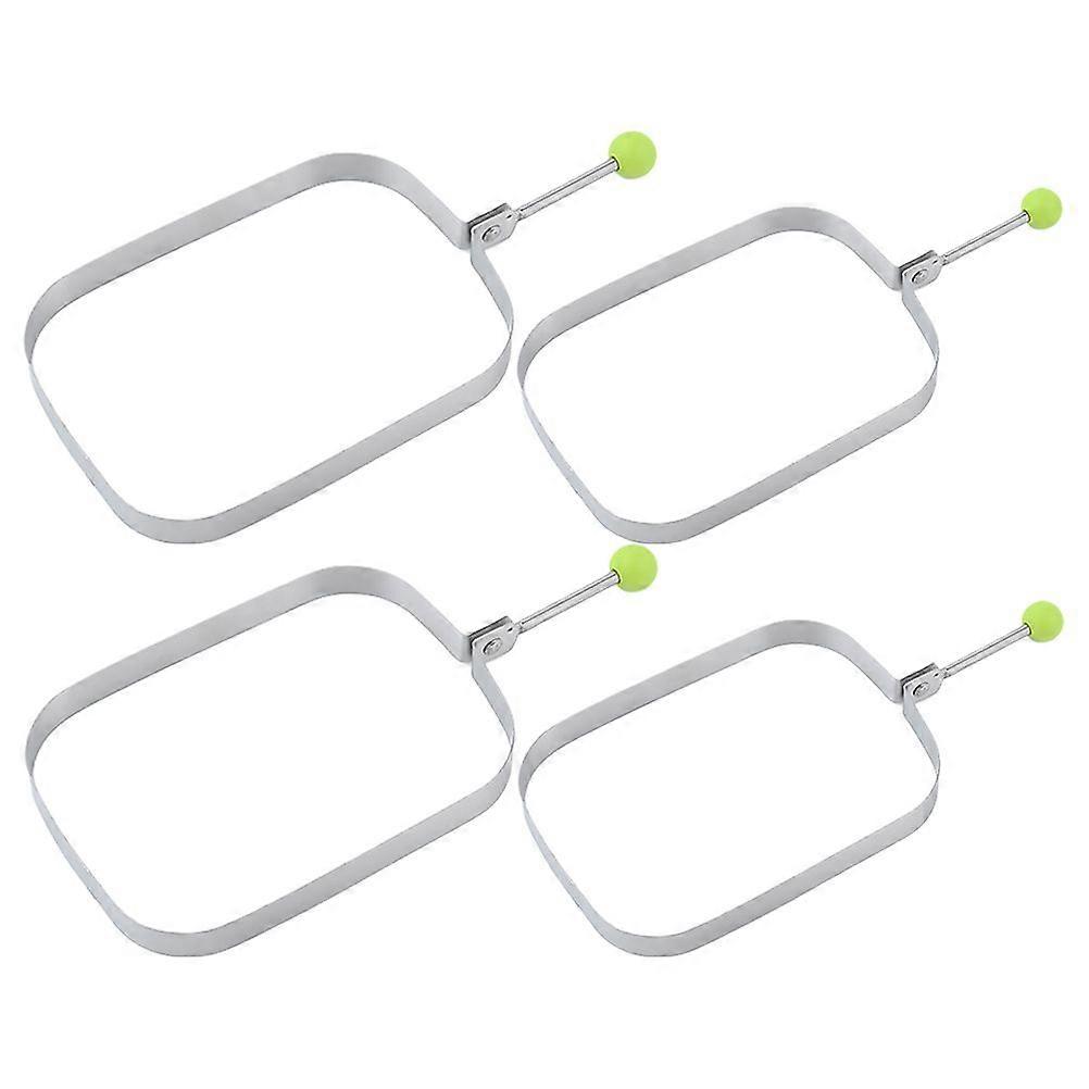 4pcs Rectangular Egg Ring, Pancake Ring Stainless Steel Fried Egg Ring Griddle Pancake Mold with Handle for Breakfast Omelette Sandwich