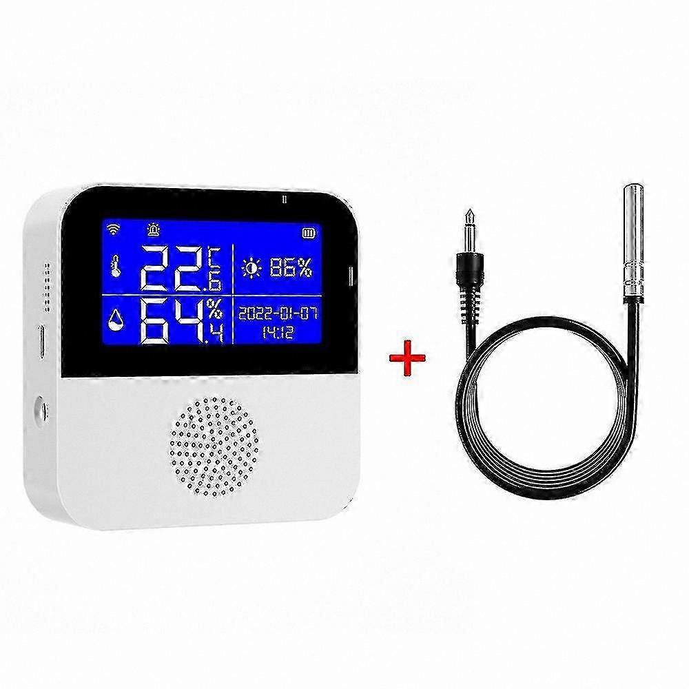 Wireless Temperature Humidity Monitor with External Probe, Real-Time Sync, Backlight LCD, Alert Function
