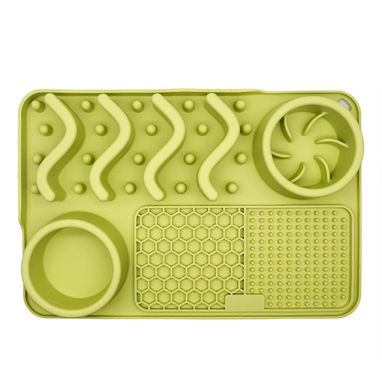 Cat Placemat Set With Suction Cup, Odorless, Slow-Feed Bowl, Heat-Resistant, Light Green