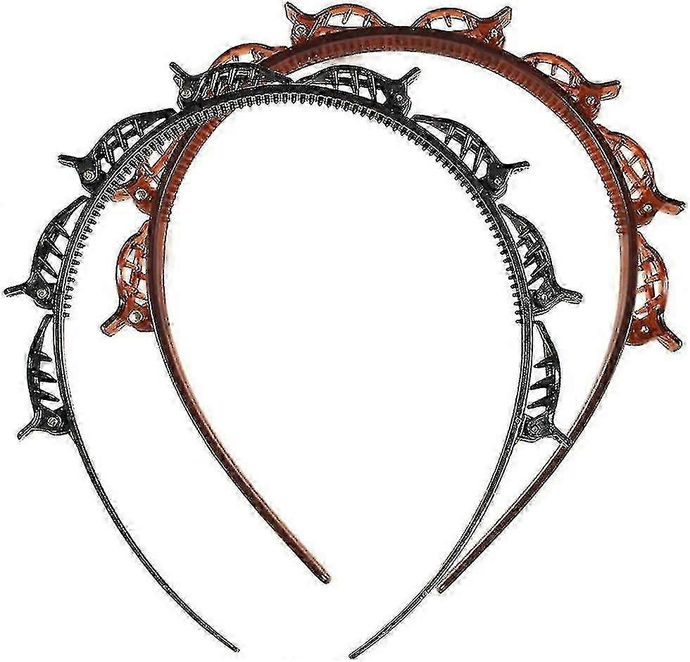 2 Pieces Multilayer Double Fringe Headband With Clips