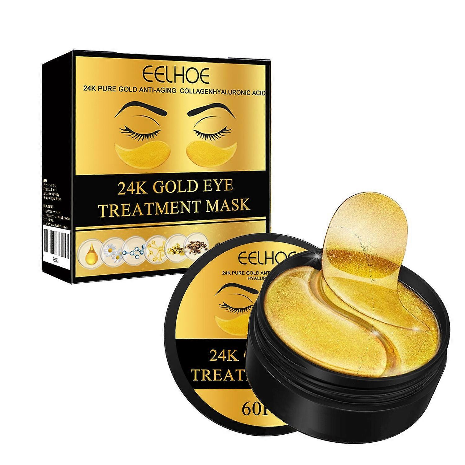 1-6PCS EELHOE 60PCS Under Eye Patches Collagen Eye Gel Pads Gold Eye Mask for Puffy Eyes and Dark Ci