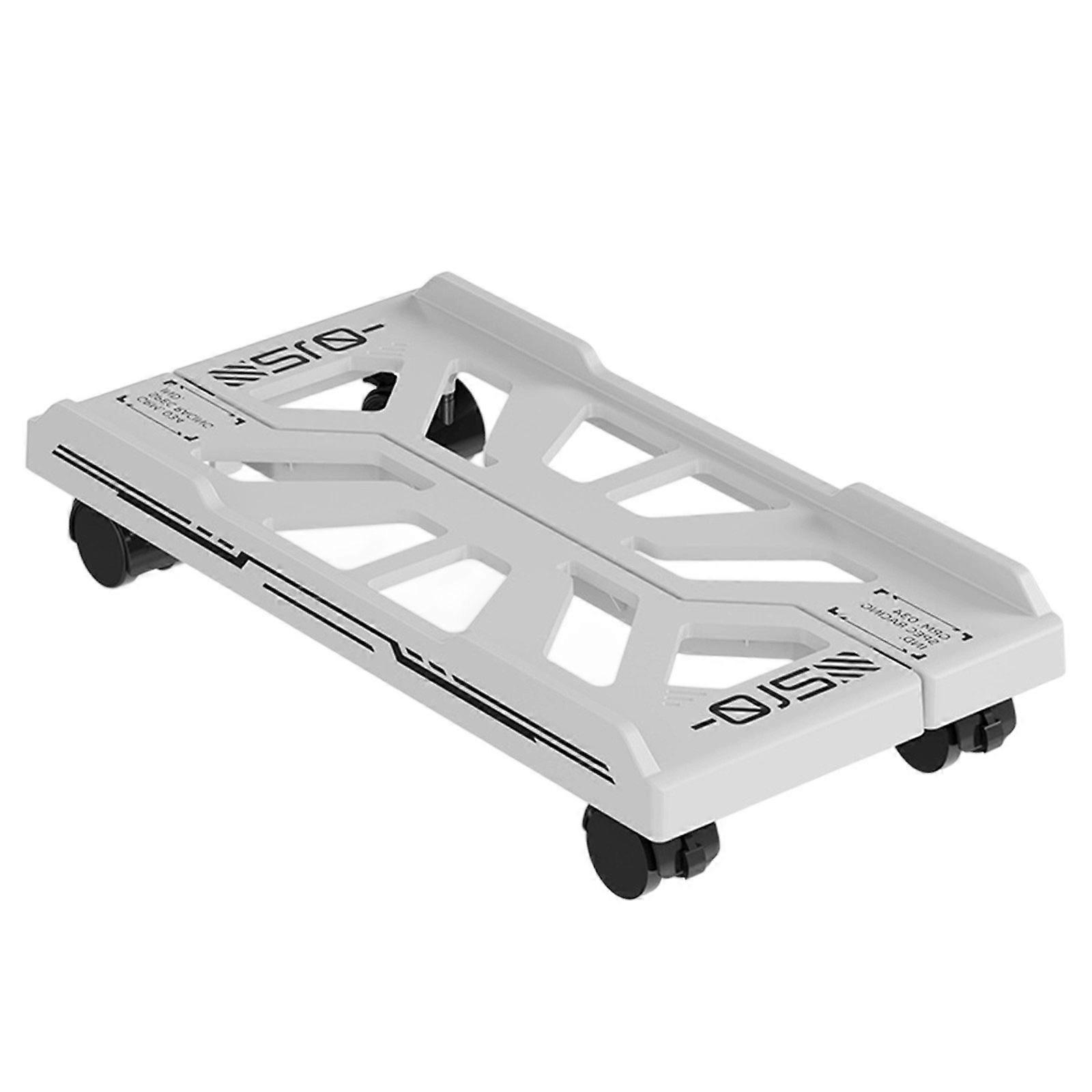 Ventilated Under Desk CPU Holder Adjustable Mobile CPU Stand Computer Tower Stand with 4 Casters Wheel Enduring  White