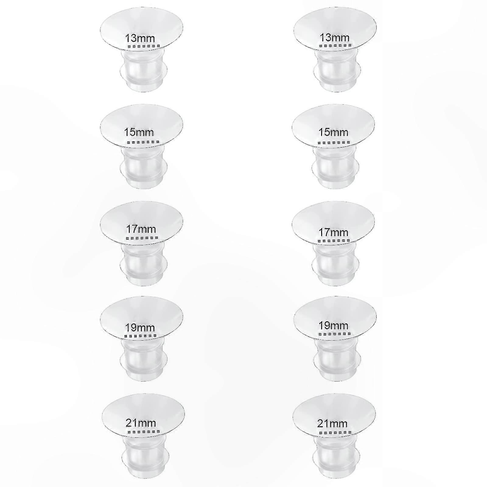 10-Pack Flange Inserts in Multiple Sizes for Breast Pump Cups, Universal Fit for Most Models