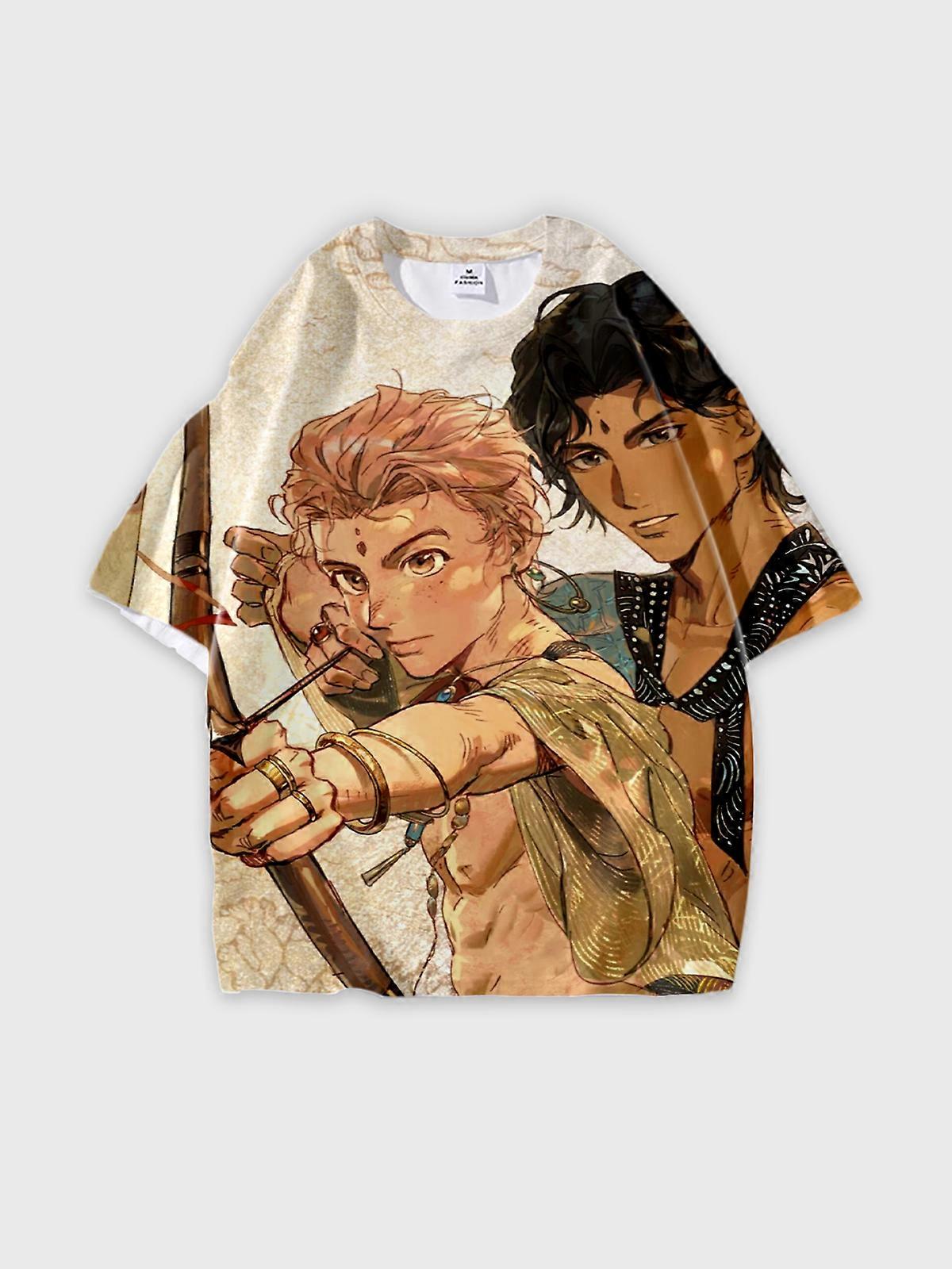 T-Shirt Round Neck, Loose Short Sleeve Sultan’s Game Graphic Tee, Unisex Summer Casual Top V1496