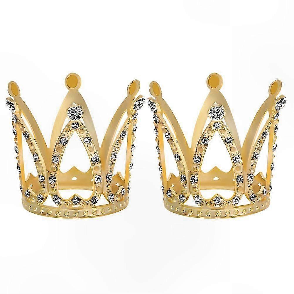 2-Pack Mini Rhinestone Crowns for Cake Decorating
