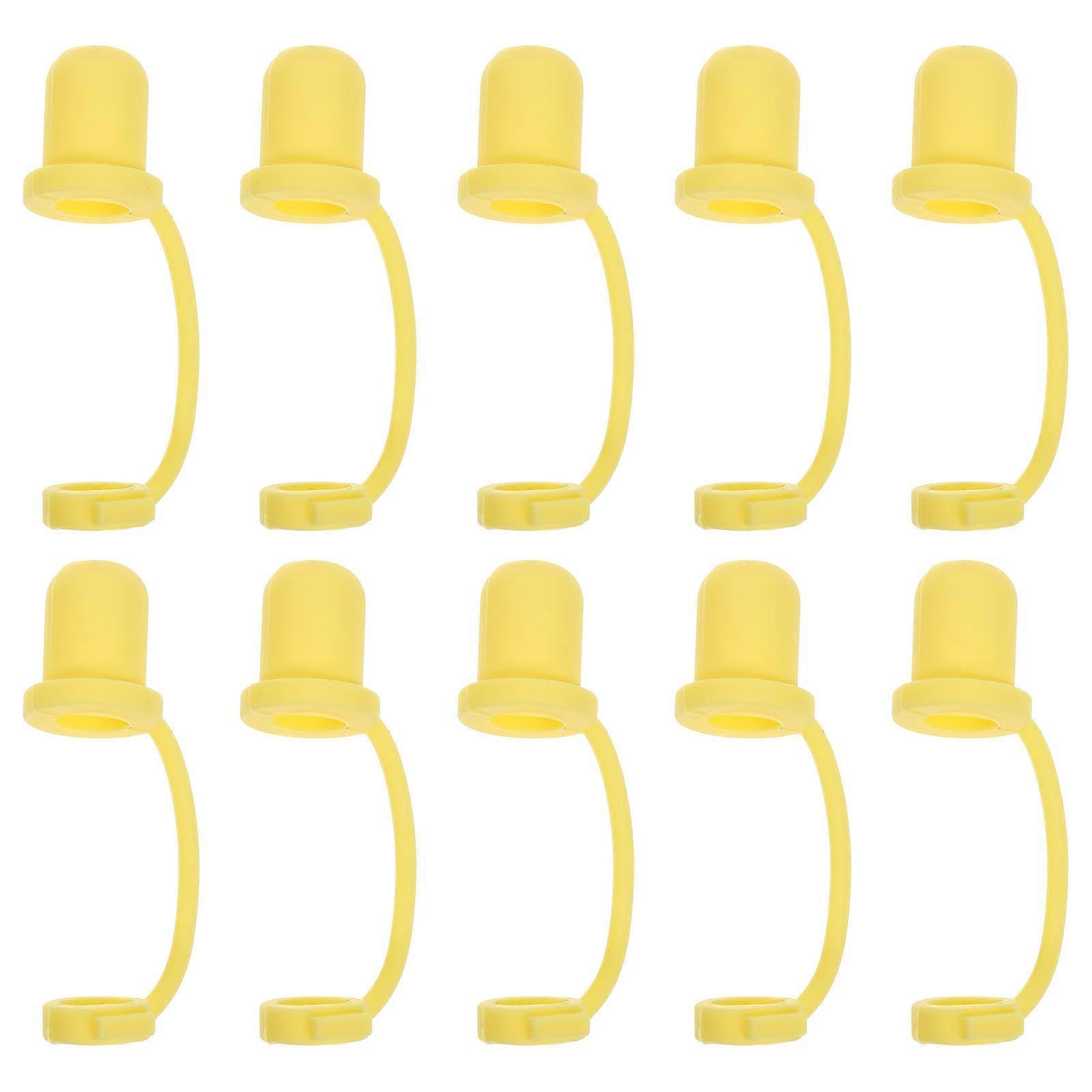 Yellow Silicone Straw Covers for Home Use Lightweight and Durable 10 Pieces 0.5 inch