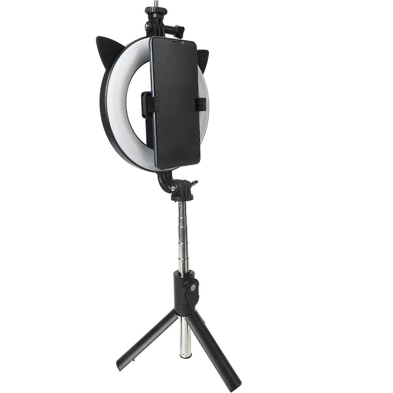 Wireless Bluetooth Selfie Stick with Cat Ear Light, 1200mAh, 38.5cm