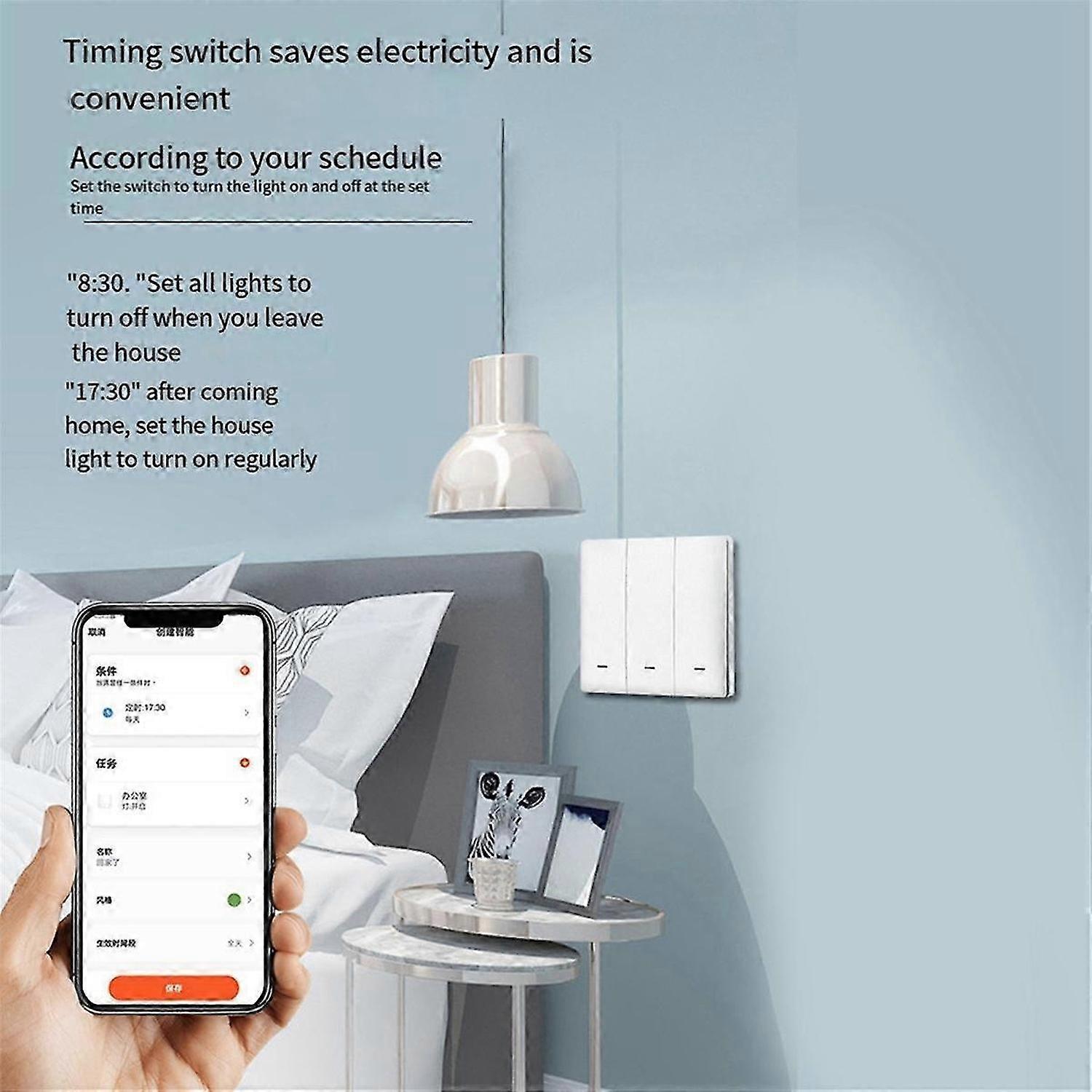 Tuya Smart Switch Wifi and Rf Radio Frequency Smart Switch Single Zero Fire Line Universal 3 Switch White