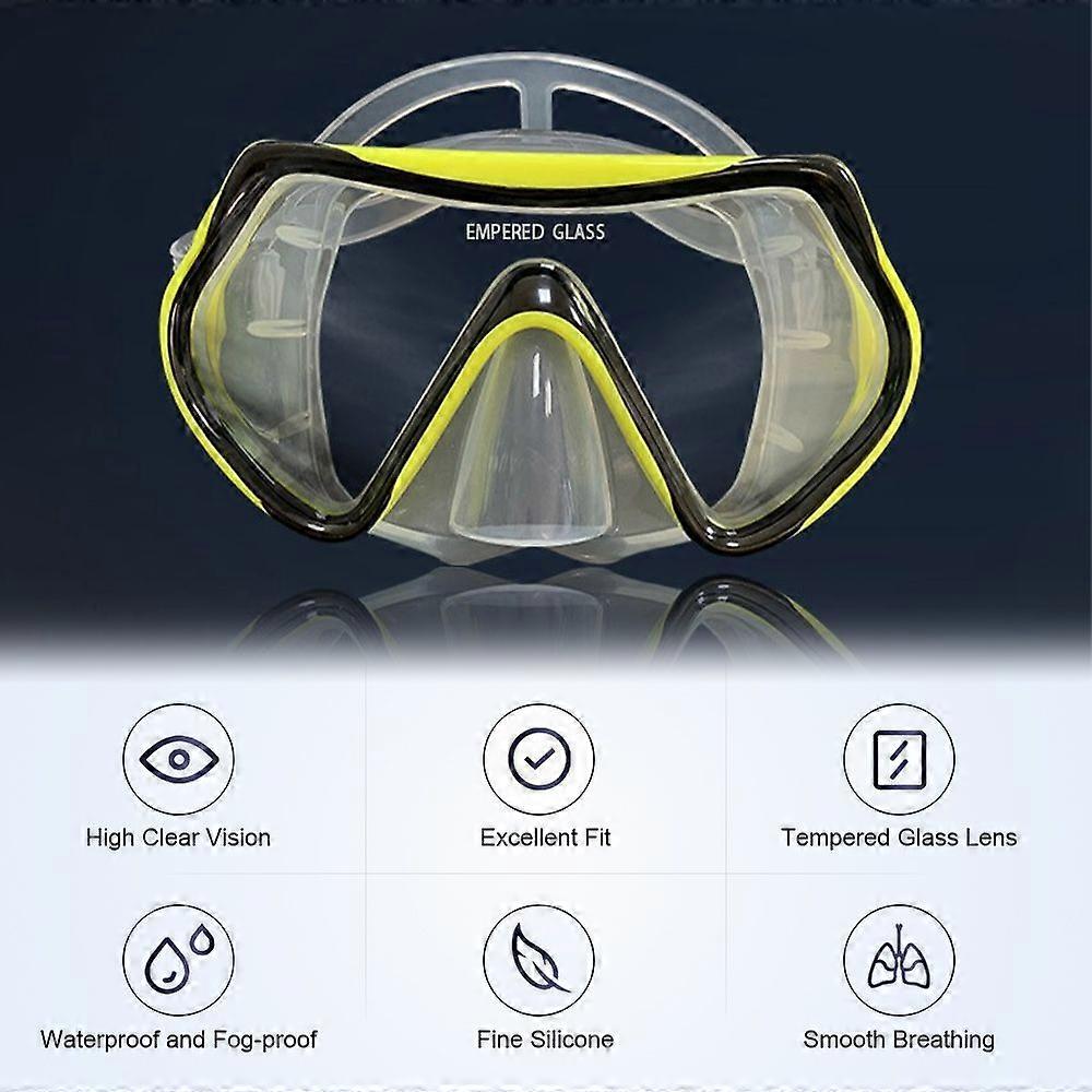 Diving Goggles Three-Window High Clear Diving Mask with Full Dry Snorkel and Adjustable Fins for Men Women Diving Equipment