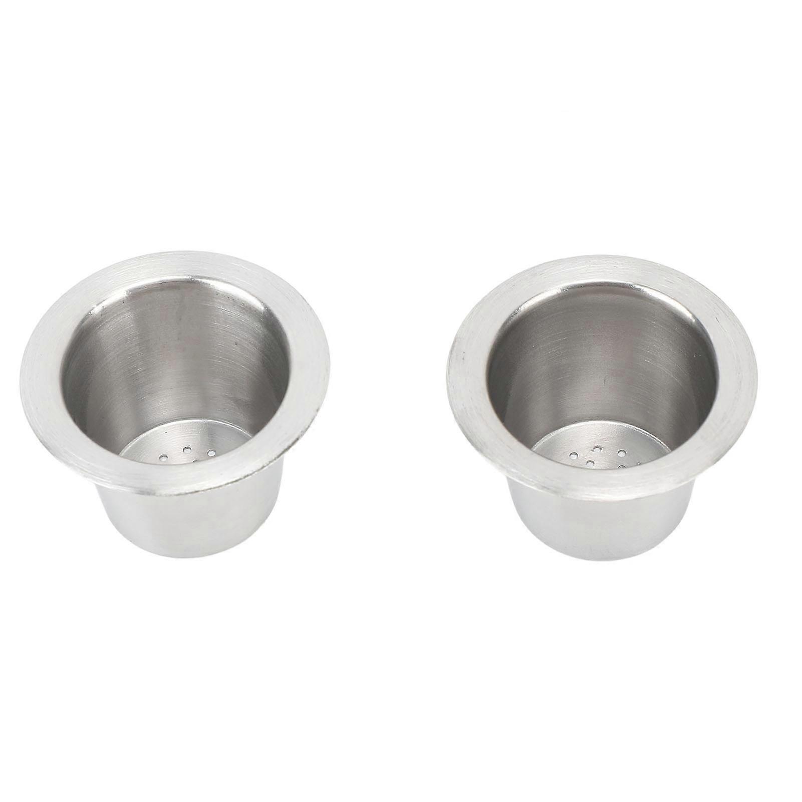 2PCS Refillable Coffee Capsule Cups Stainless Steel & Silicone