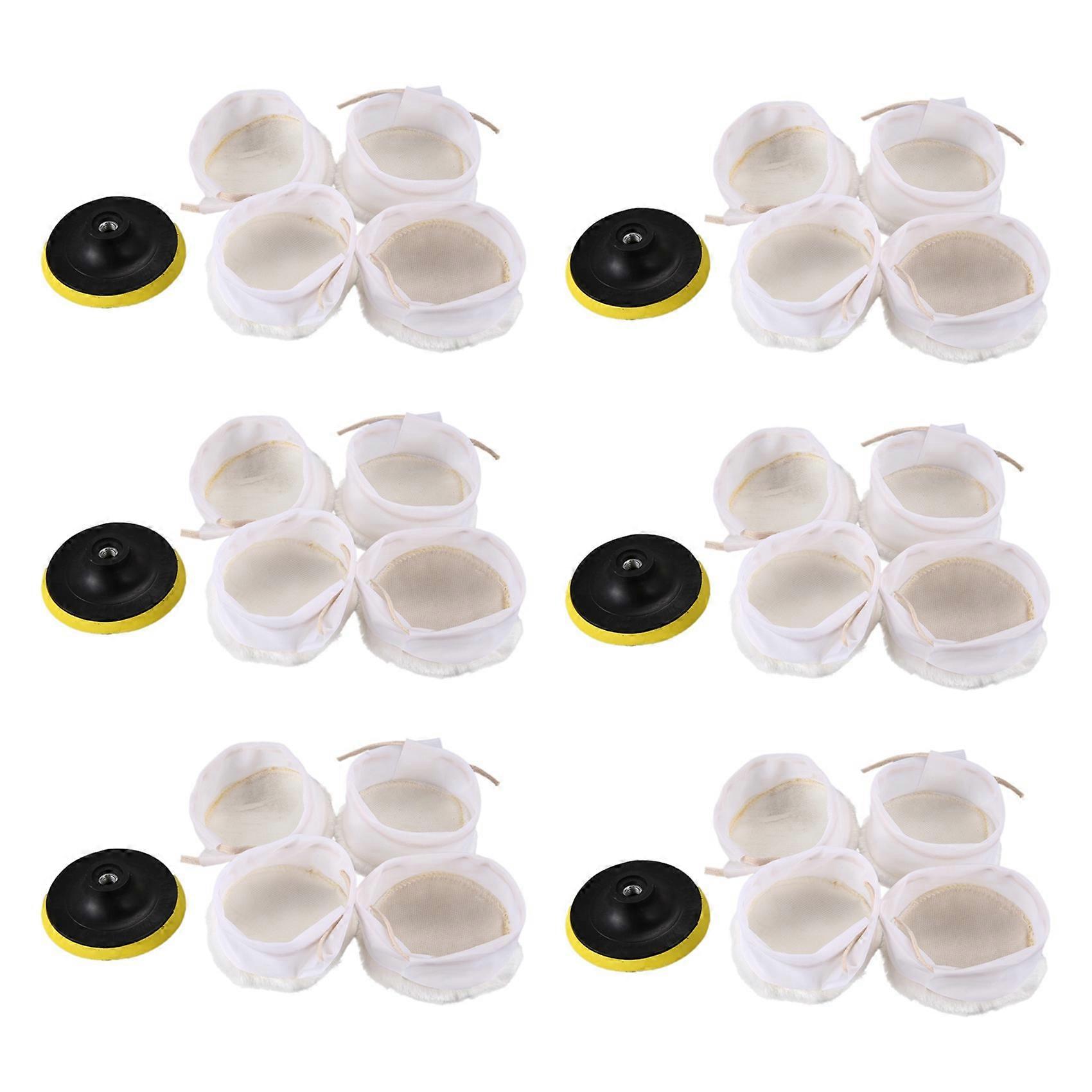 5Pcs Polisher/Buffer kit Soft Wool Bonnet Pad White
