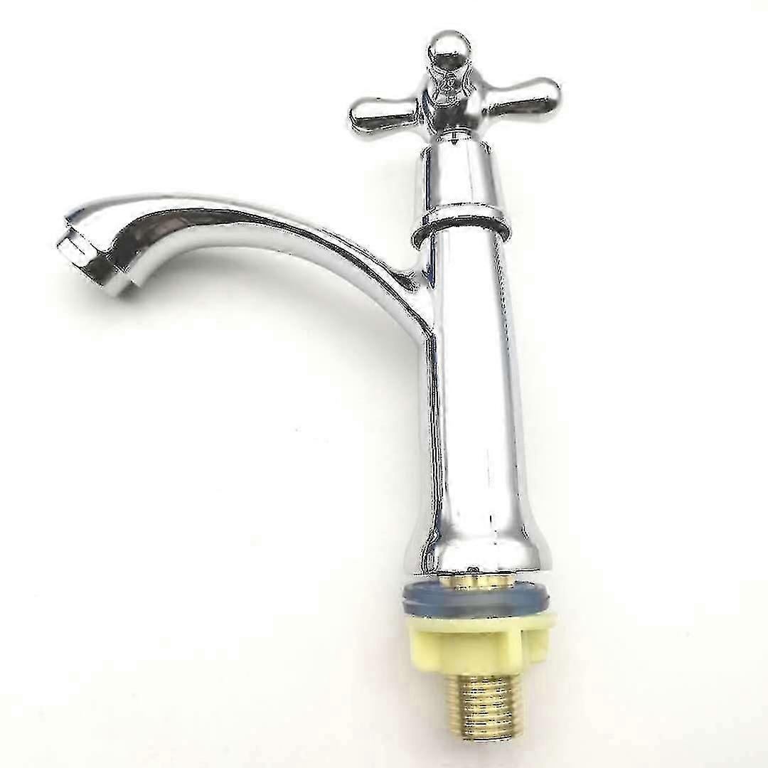 Chrome basin faucet for bathroom with single cold water