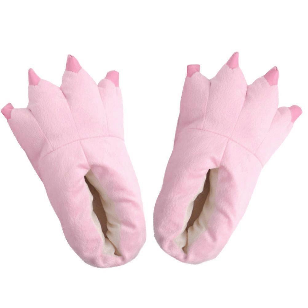Cosplay Slippers Warm Dinosaur Paw Slipper for Wearing Pink Flannel