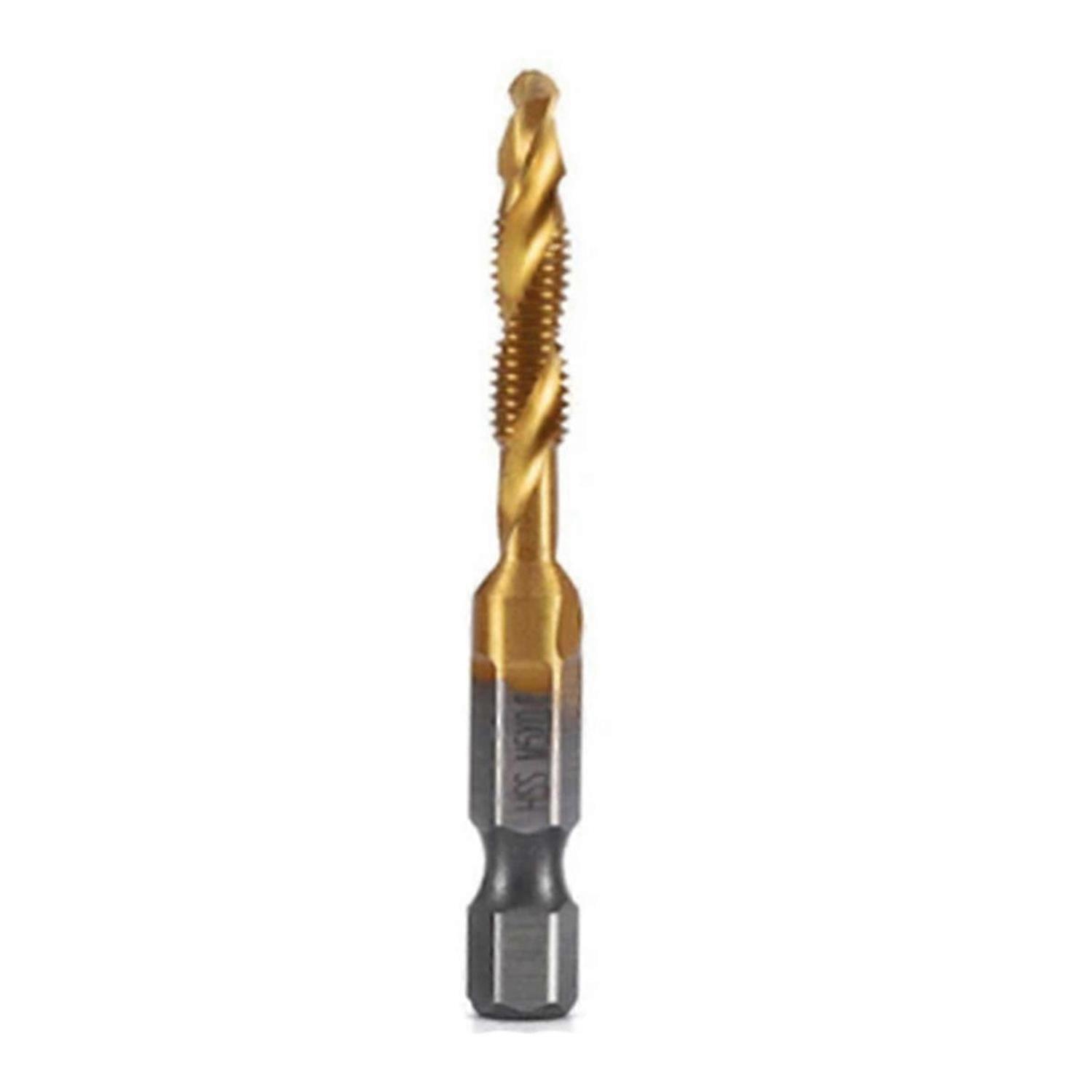 M5x0.8mm Hex Shank Titanium Plated HSS Screw Thread Metric Tap Drill Bits Screw Machine Compound Tap