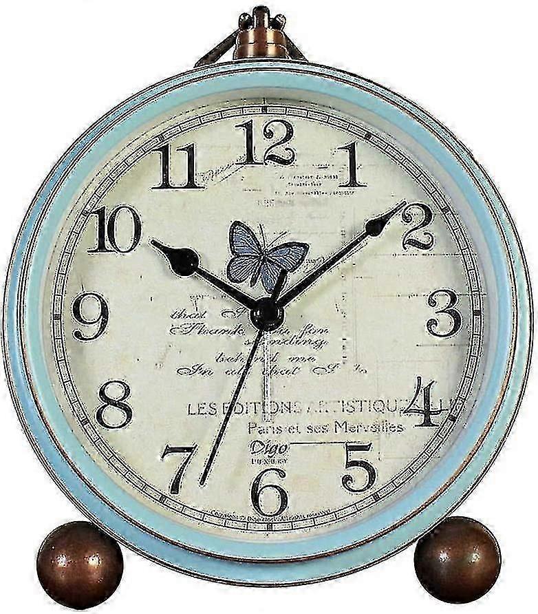 Silent Alarm Clock Retro Style Non-Ticking Battery Operated with HD Glass for Desk