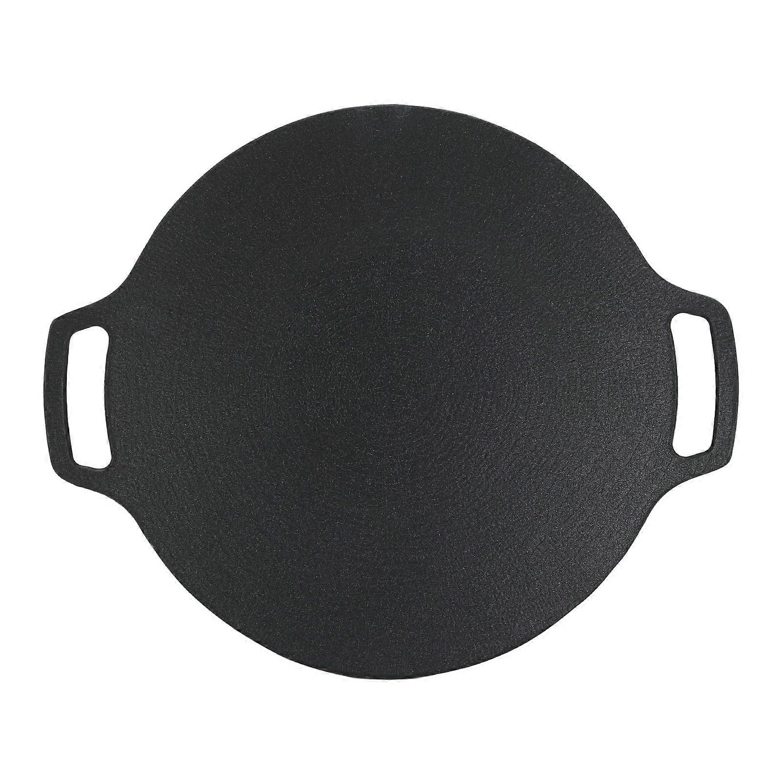 Korean Grill Pan with Non Stick 6 Layer Coating for Gas Cooker Round Double Handle BBQ Griddle for Outdoor Camping 25cm/9.8in