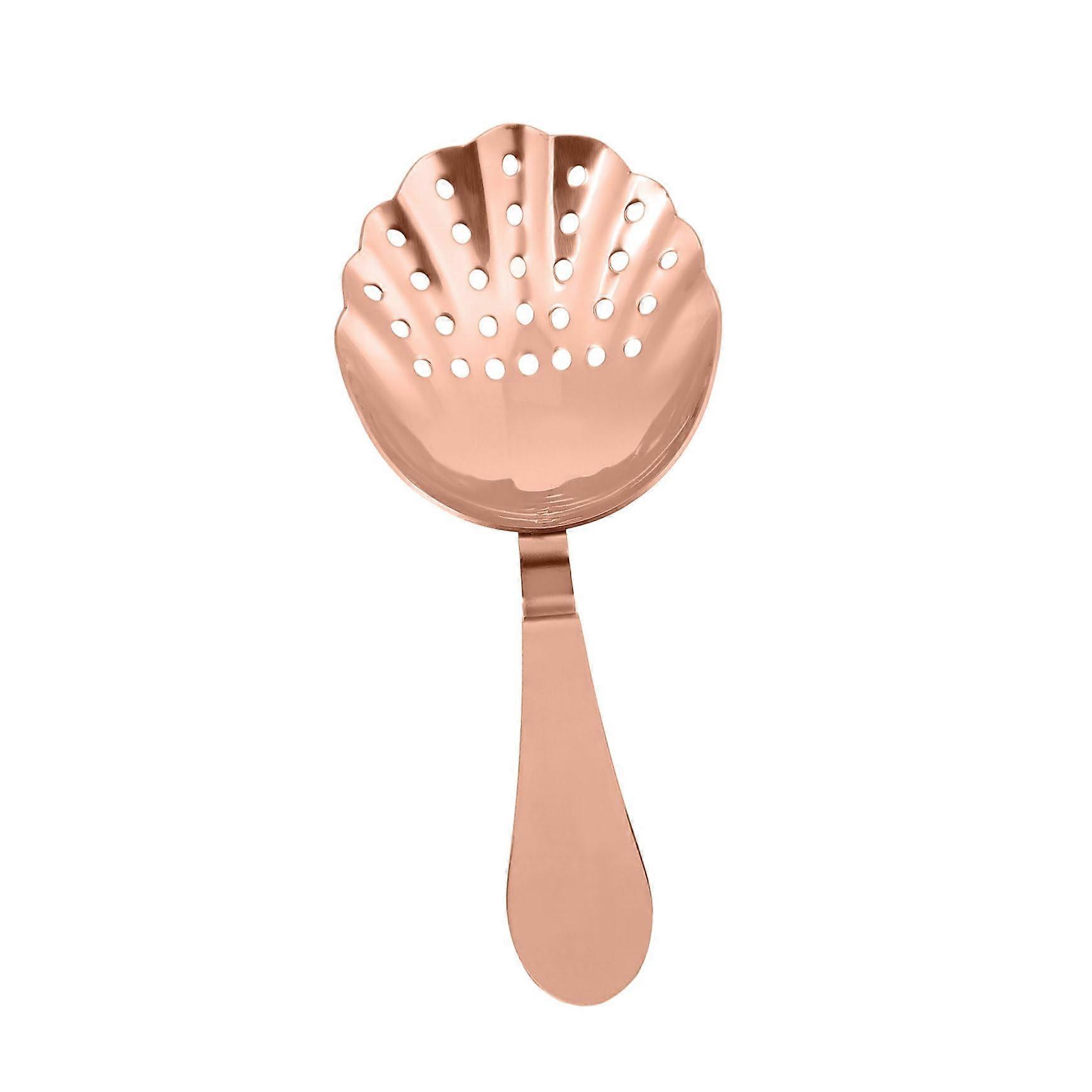Stainless Steel Rose Gold Cocktail Strainer Shell Design Ergonomic Handle Barware Tool For Home And Bar Use