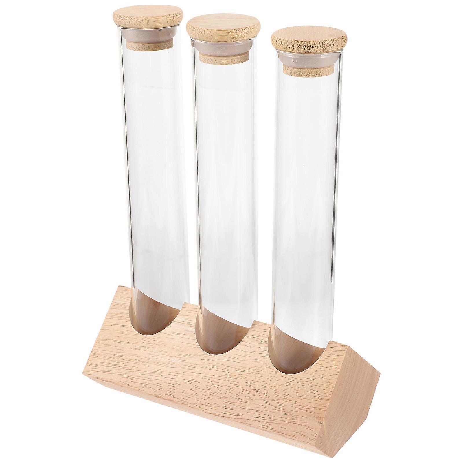 Coffee Beans Storage Rack Wooden Shelf with Clear Test Tubes 2Sets