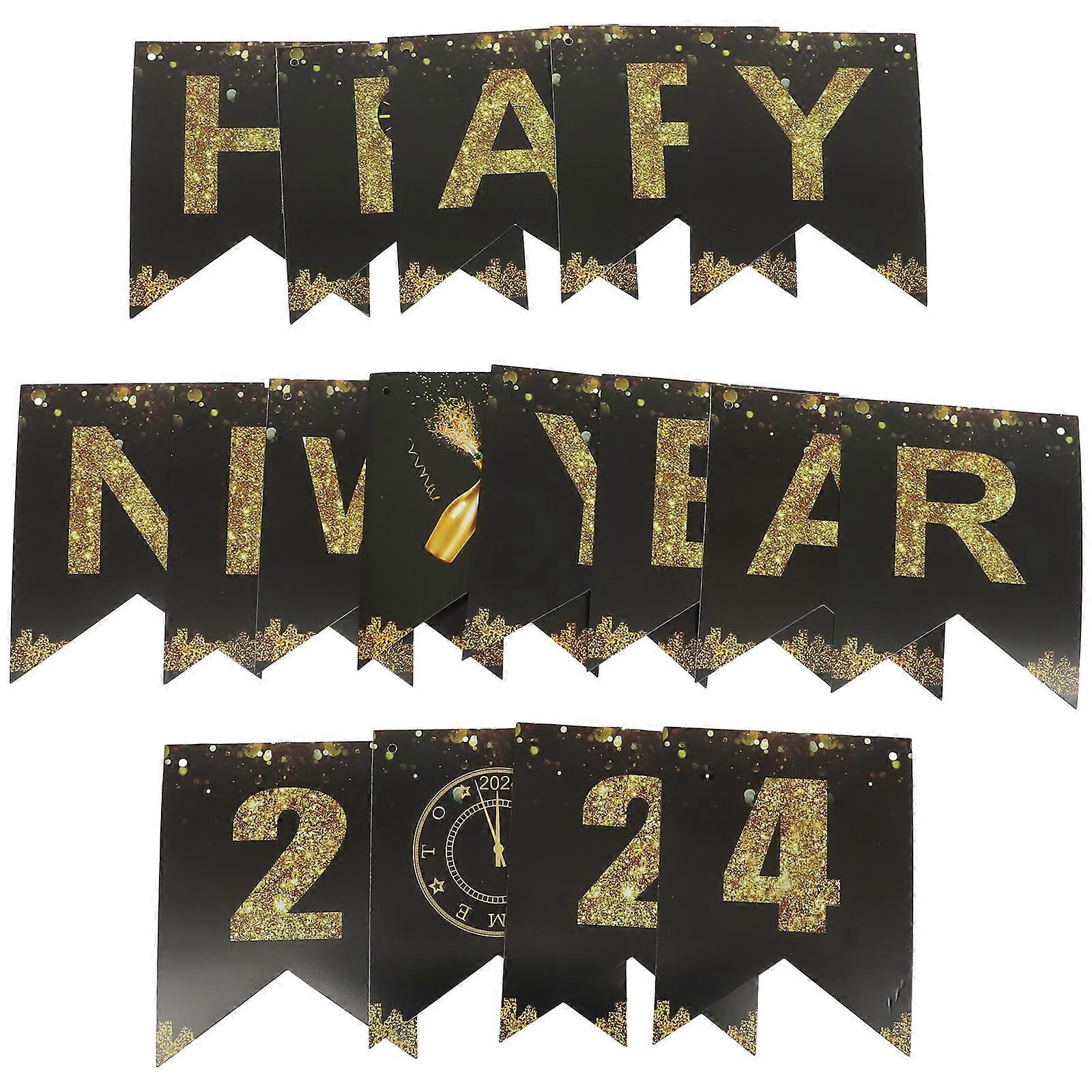 New Year Decorative Banner Party Hanging Flag for 4Sets