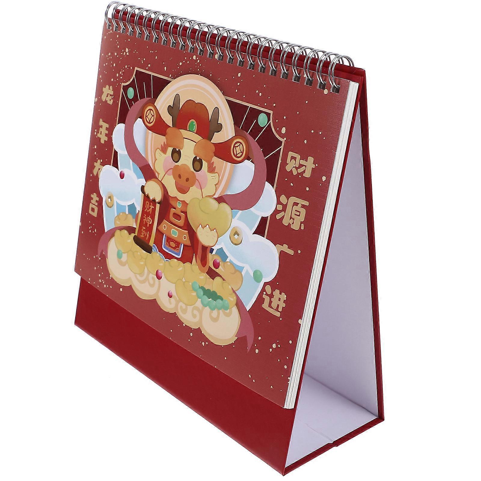 Monthly Desk Calendar 2024 Red Paper for Household Use 2Pcs Organizer