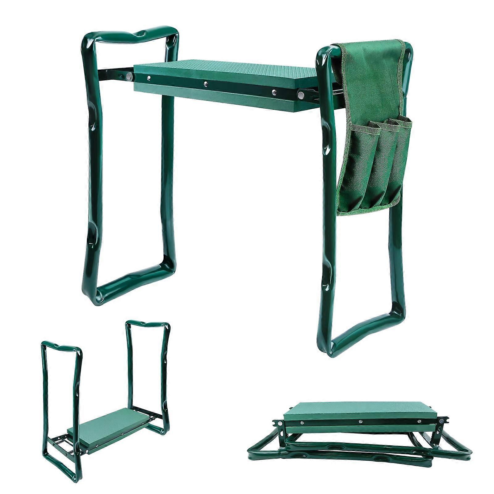 Folding Portable Garden Kneeler Bench Stool Chair With Foam Padding MultiUse Kneeler Pad Seat And Tool Bag Holder