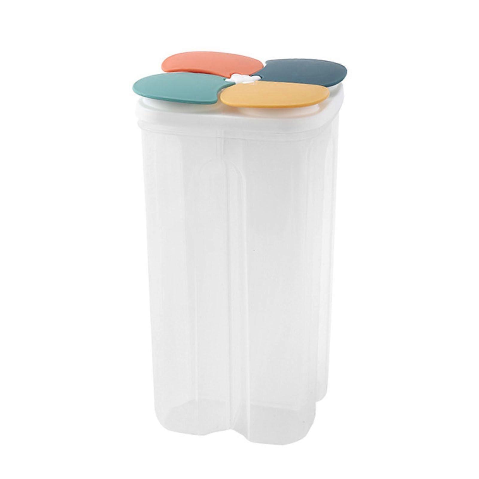 Food Storage Container 4 Compartment Cereal Dispenser with Secure Sealing and Space-Saving Design for Kitchen Use