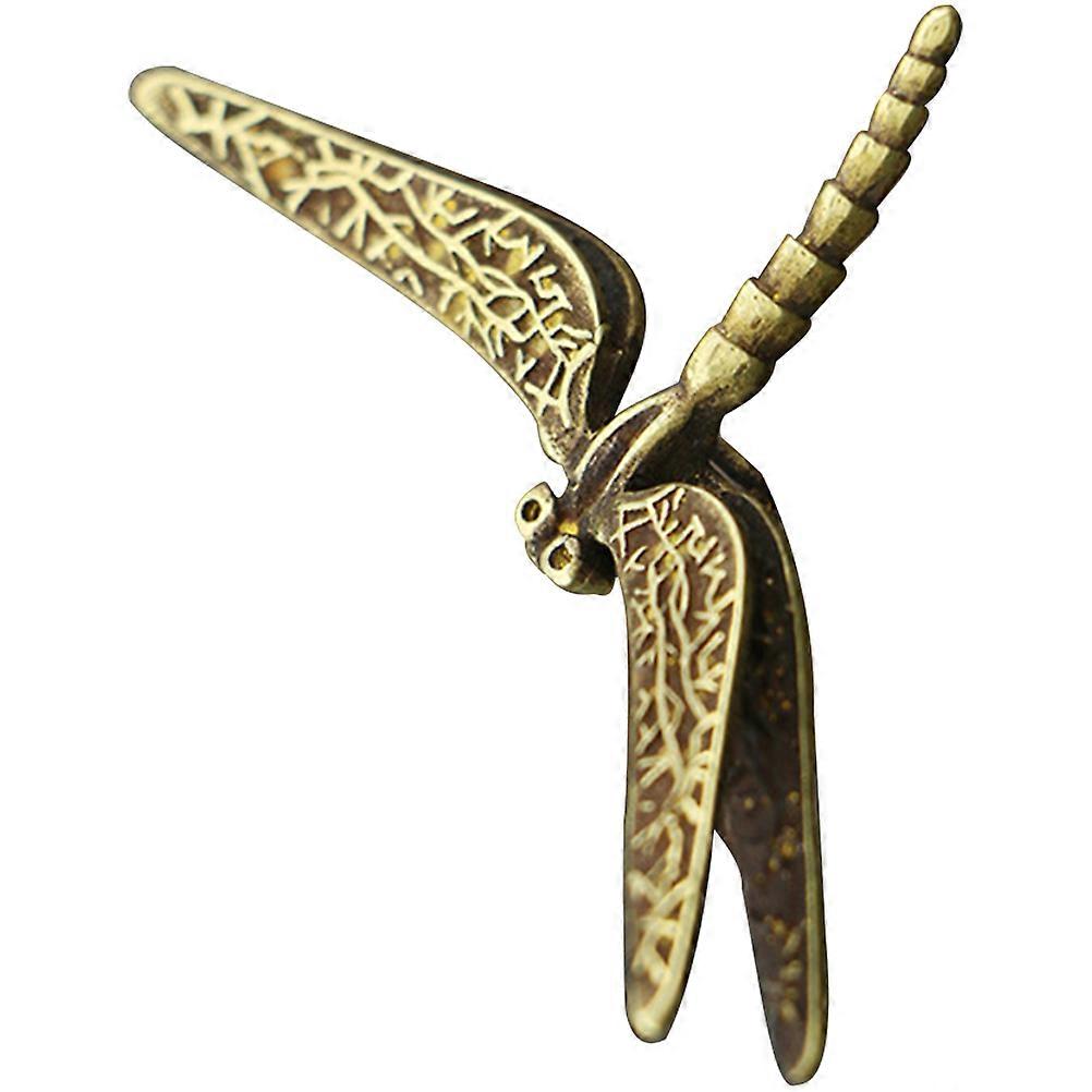 Golden Brass Dragonfly Figurine for Desktop Decor 2Pcs Set