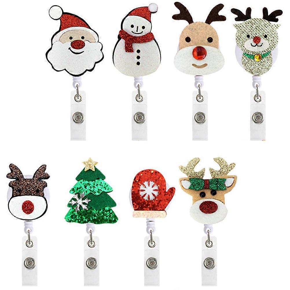 Chest Badge Buckles Xmas Retractable Badge Reels for Nurse Use 8Pcs