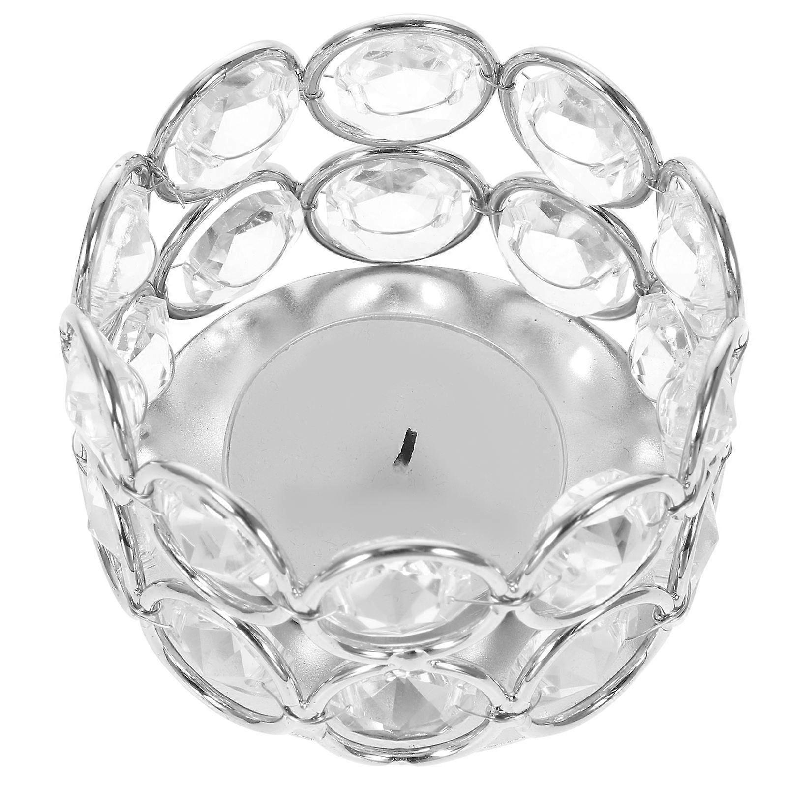 Iron Crystal Votive Candle Holder with Rhinestone 2Pcs Pack