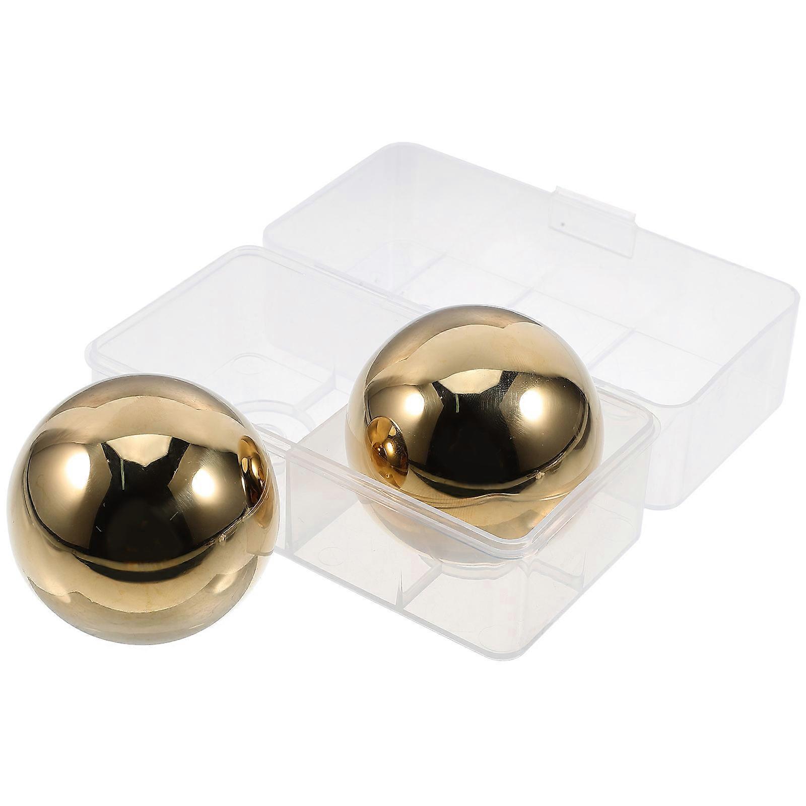 Beverage Chilling Stones 2Pcs Stainless Ice Balls for Chilling Beverages with Golden Color and Certified Function