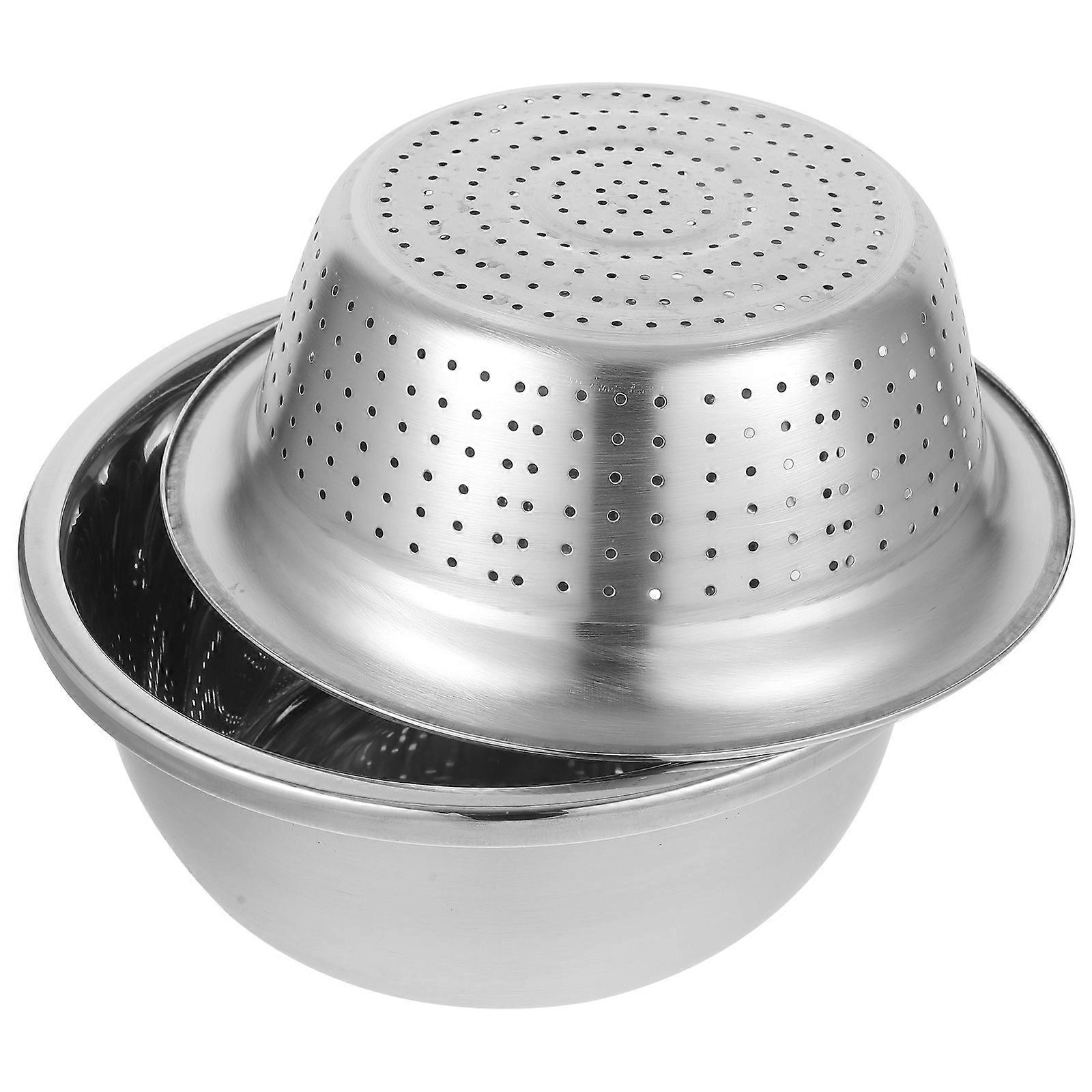 Fruit Vegetable Washing Basket Silver Kitchen Colander Stainless Steel