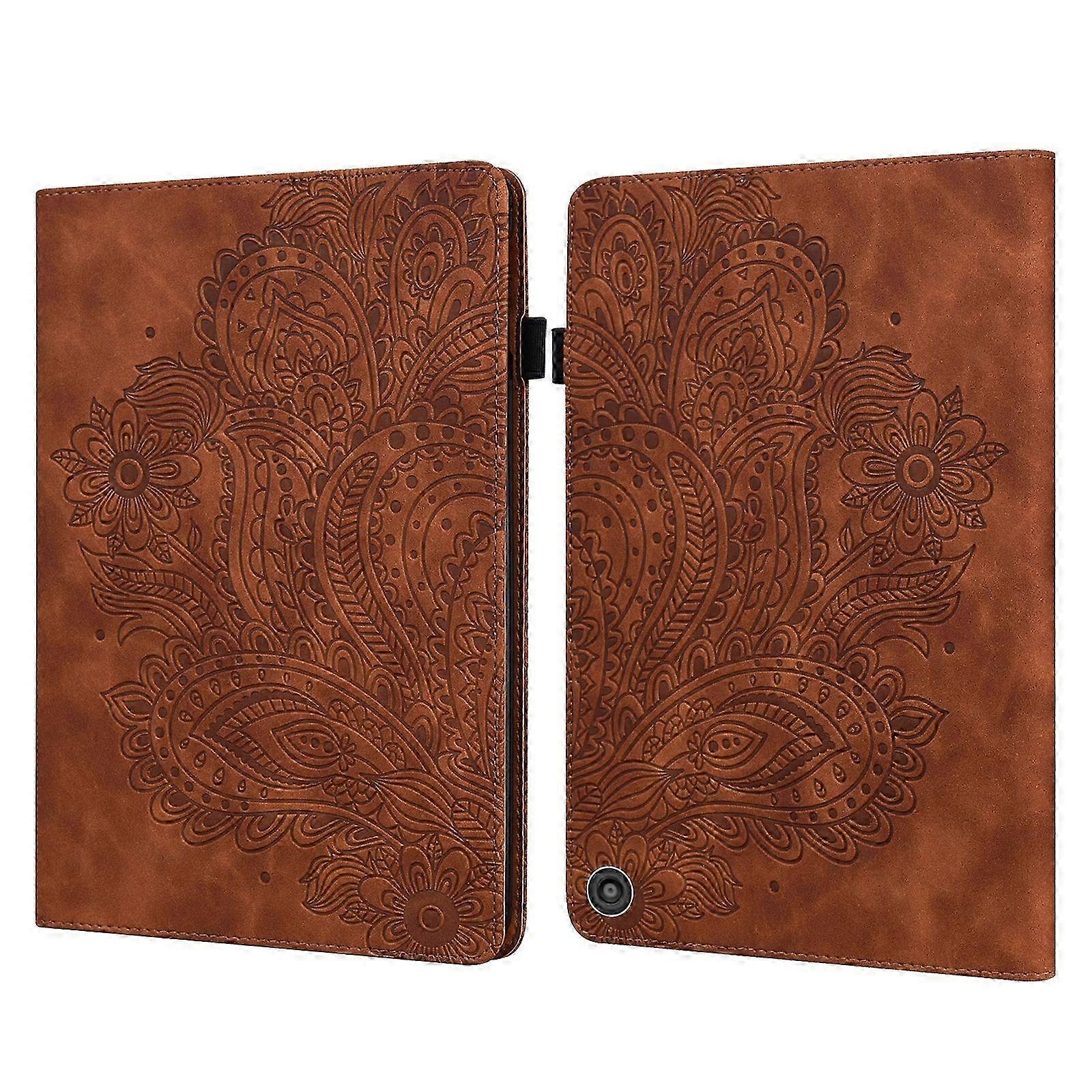 For Amazon Fire HD 10 2021 / HD 10 Plus 2021 Peacock Embossed Pattern Leather Tablet Case 2025