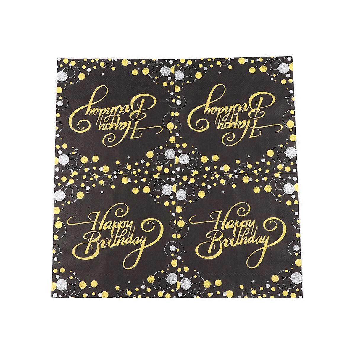 Party Paper Plate Set Birthday Paper Tableware for 1Set of 40 Pieces Black Gold