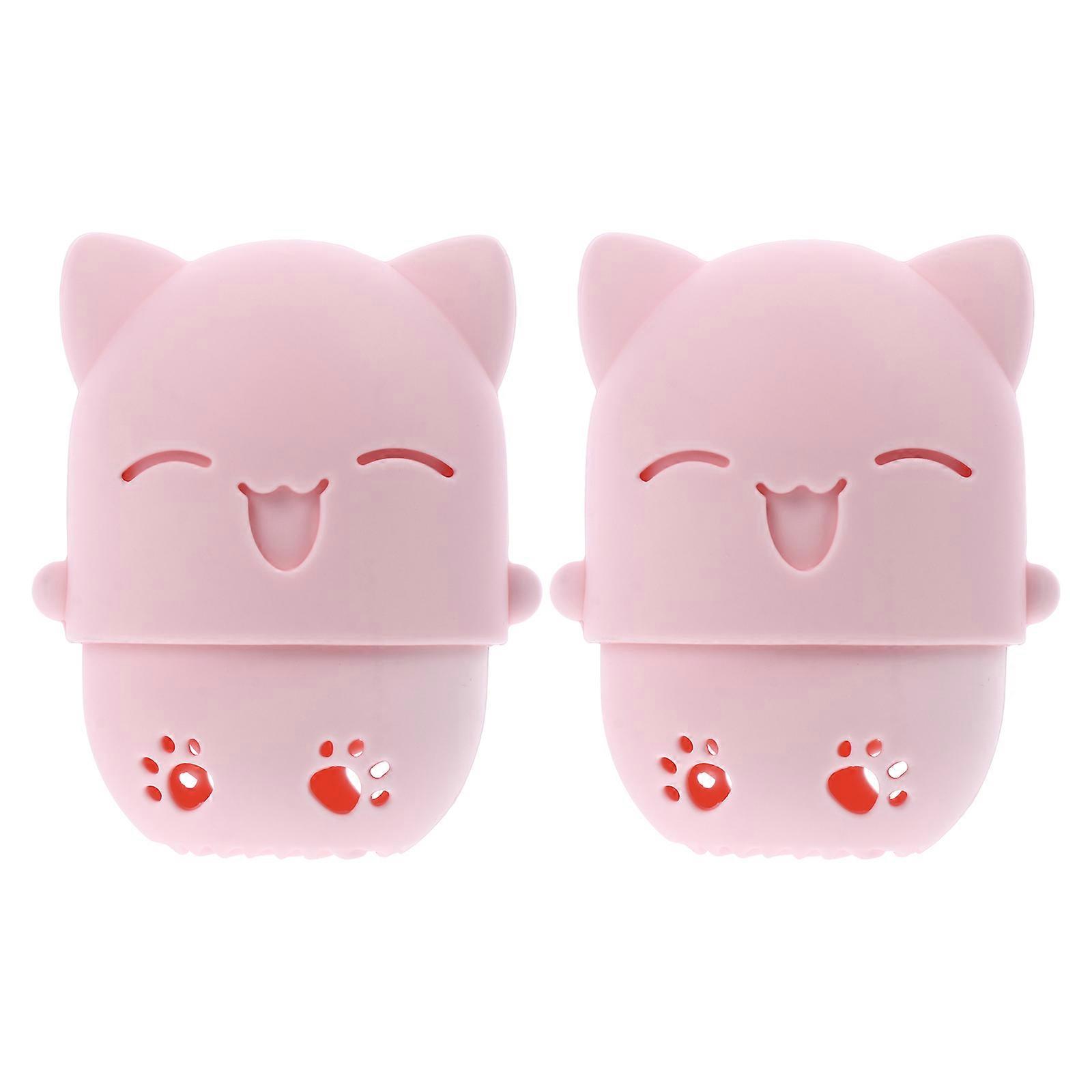 Makeup Sponge Box Cosmetic Sponge Case for Storage 6Pcs Pink Decorative