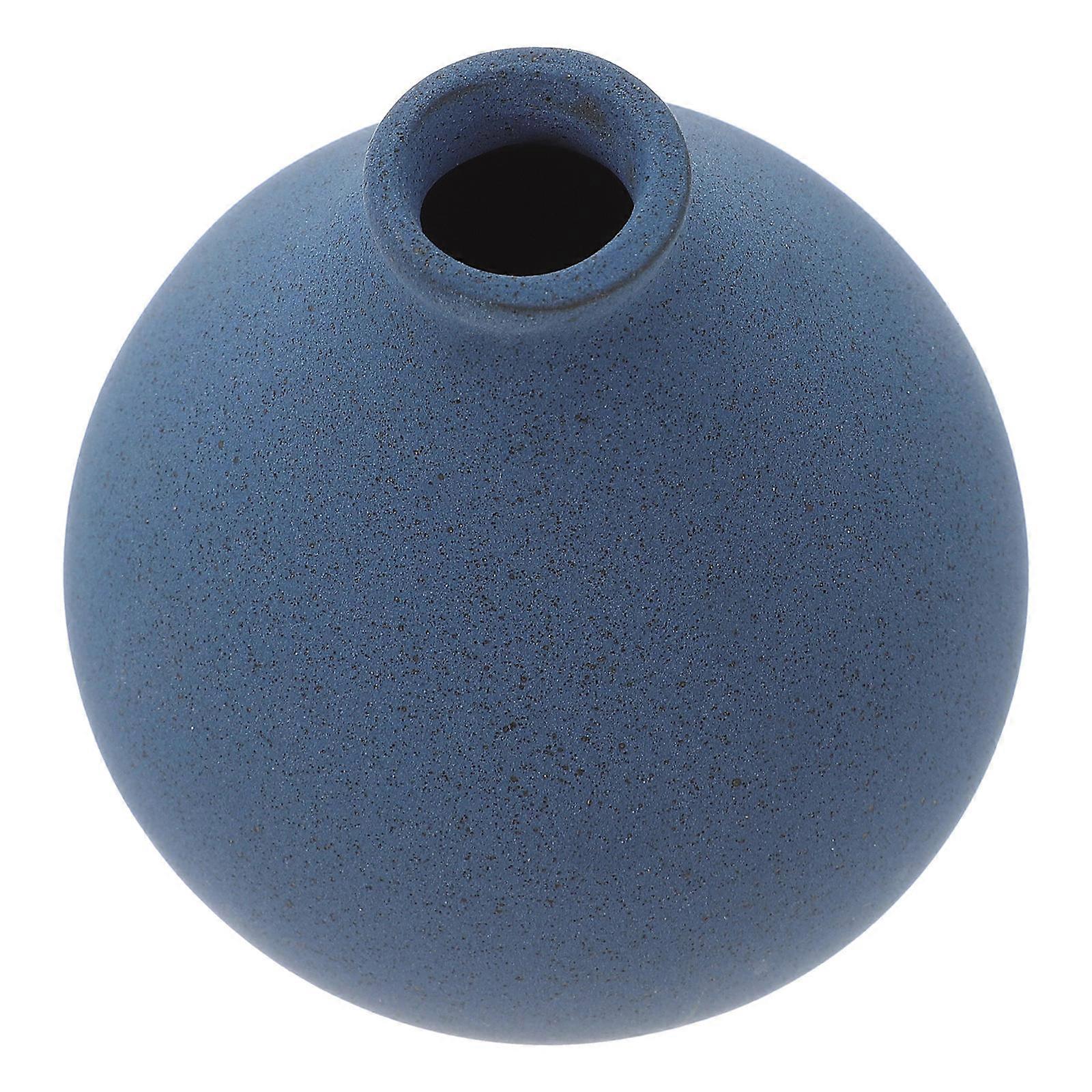 Simple Decorative Plant Pot For Family Use In Living Room With Ceramic Material In Blue Color 2Pcs