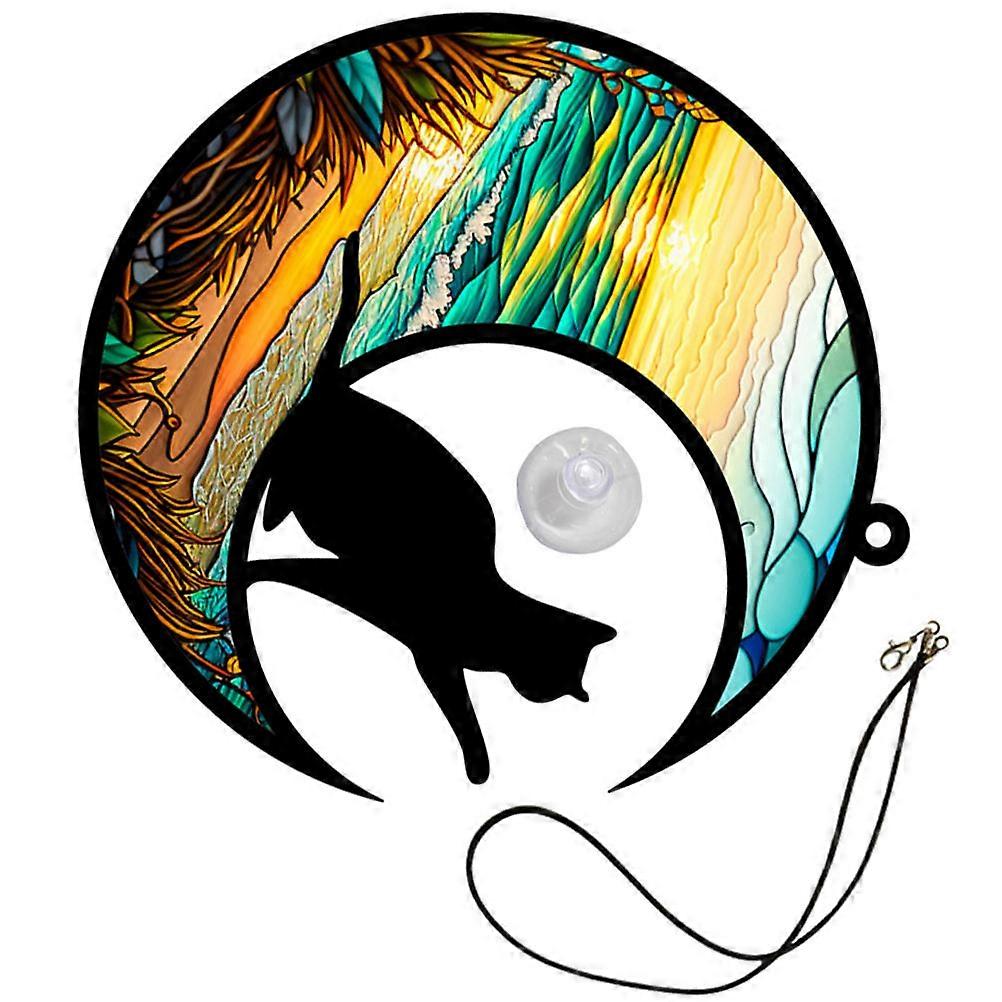 Cat Moon Wall Decoration Acrylic for Decoration 4Sets Multicolor Design