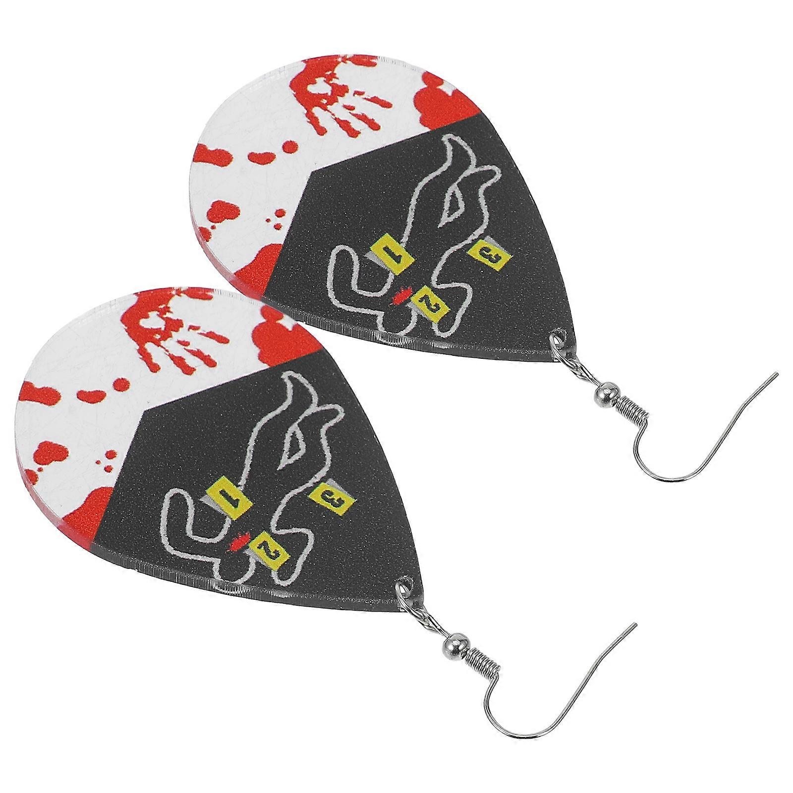Halloween Decoration Earring Pendants Unique Crime Scene Shape Multi Acrylic Iron Hooks for 1Pair