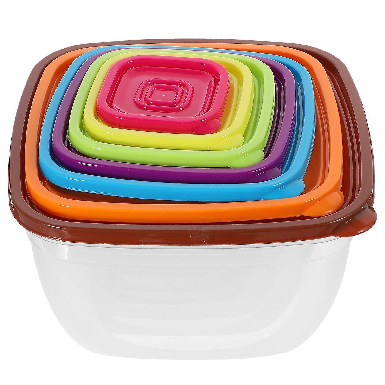 7Pcs Plastic Mixing Bowl Set for Pet Use with Airtight Lids Transparent