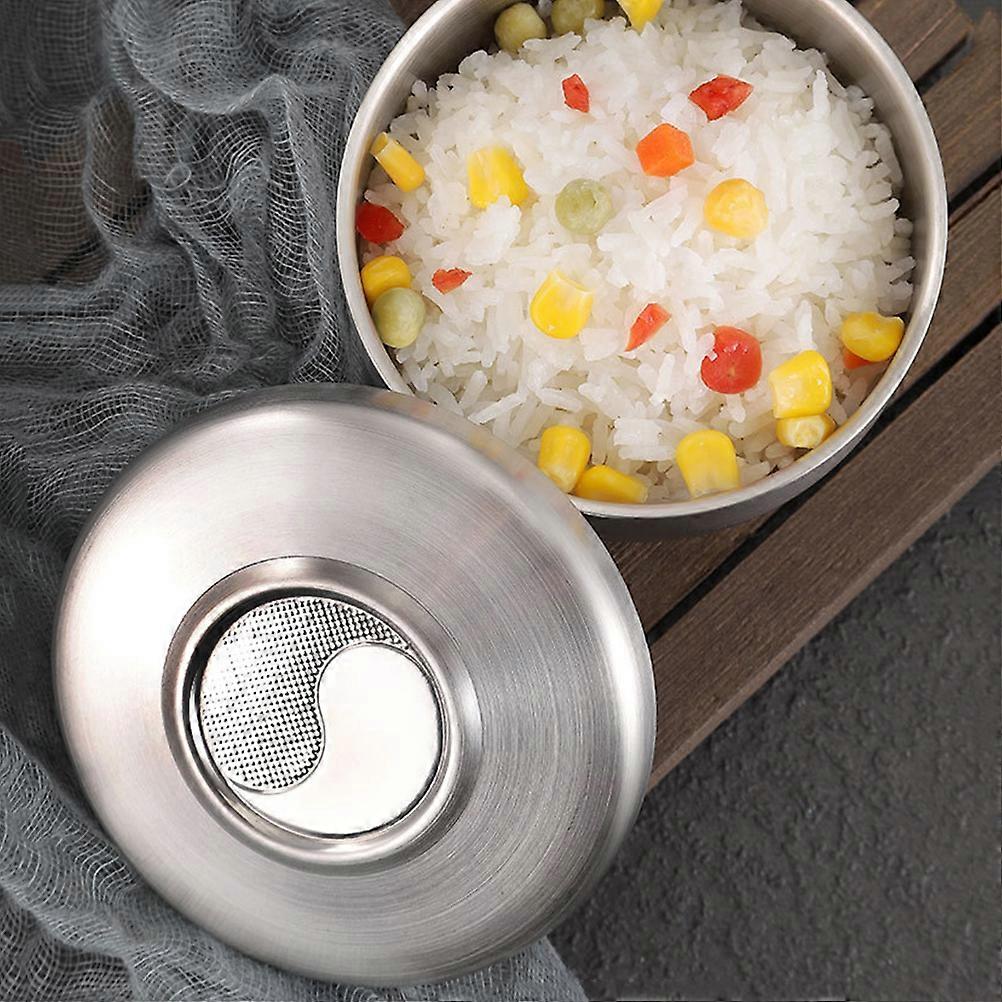 Tigela de servir com tampa de aço inoxidável, tigela de arroz para mesa de jantar, pacote com 1 unidade, retenção de calor