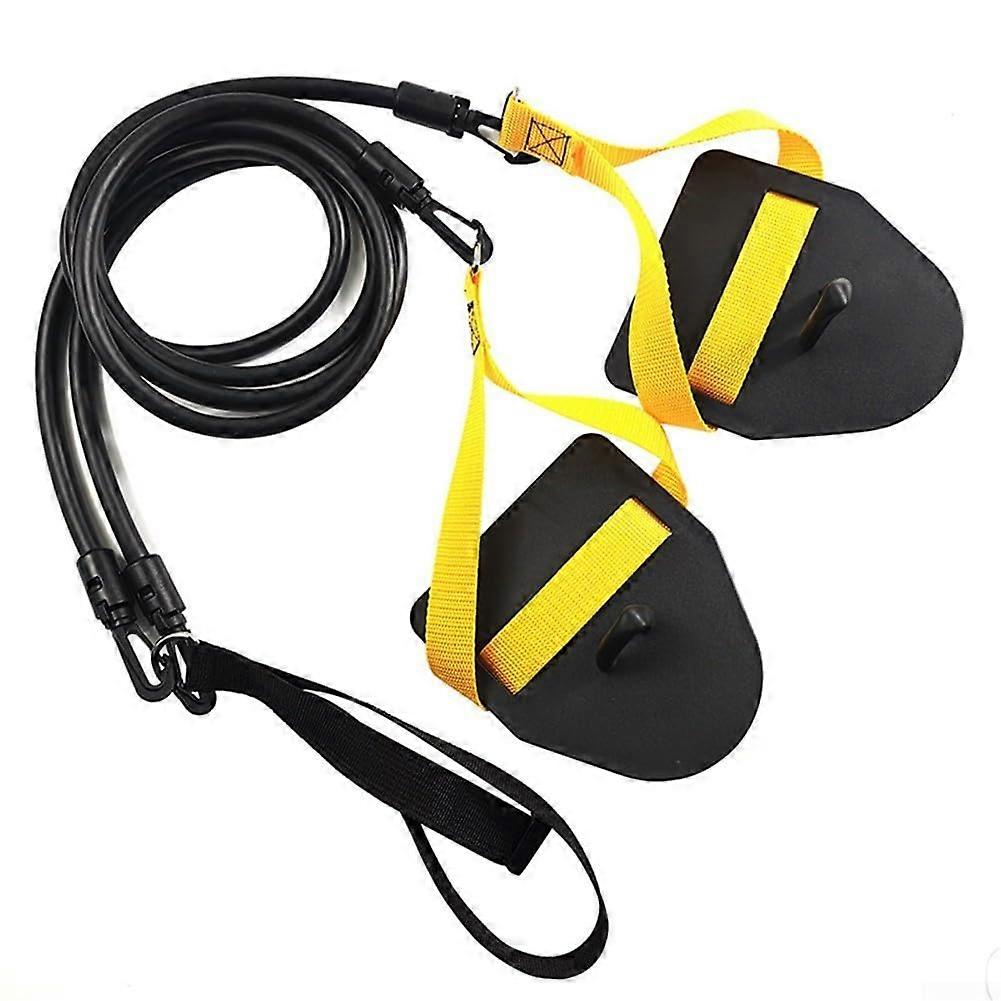 Dryland Swim Trainer for Arms Strength Training with 60lb Resistance Band and Detachable Paddles in Black Color