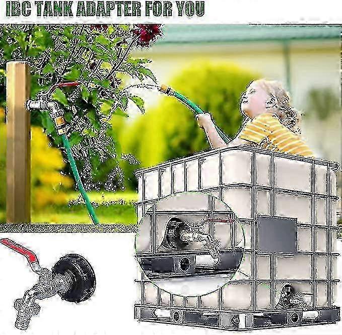 Dual-thread adapter for water tank, alloy rainwater tap 1/2" PP