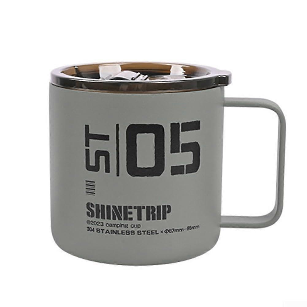Outdoor Portable Camping Cup 350ml Capacity AntiScald Coffee Mug With Handle Grey Model 2