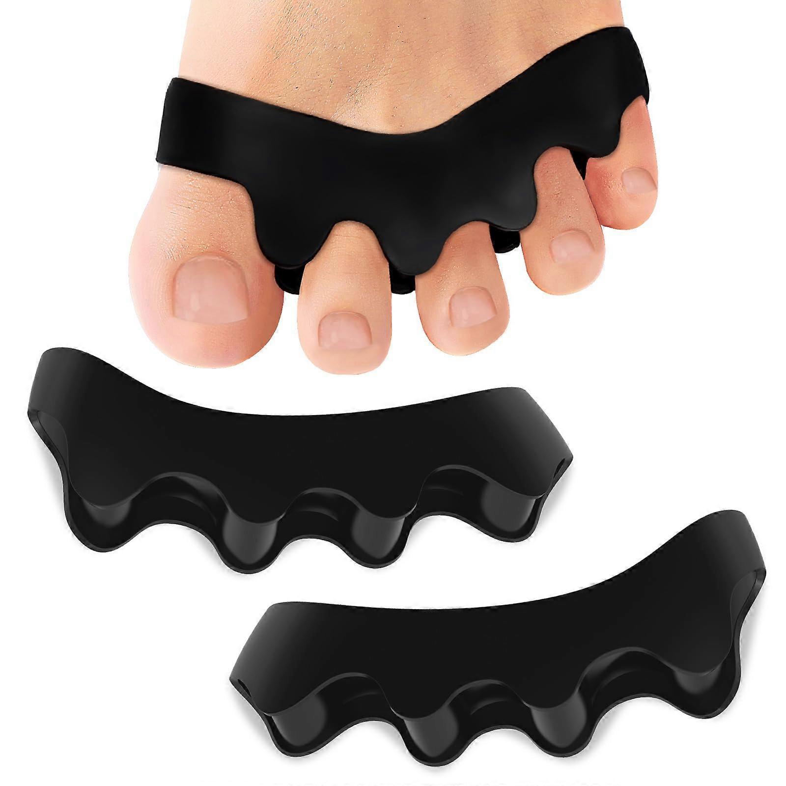 ZENGO 8 Pack - Toe Separator - Toe Straightener - Bunion Corrector for Women Men Overlapping Toes - Toe Spacers for Nighttime,Running（Black）