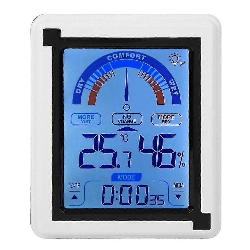 LCD Touch Screen Weather Clock Digital Temperature Humidity Meter Thermometer Hygrometer